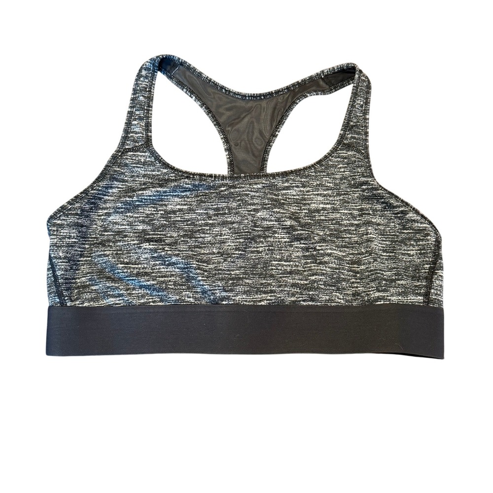 Victoria Sport Racerback Sports Bra Space Dye Heather Black White XL